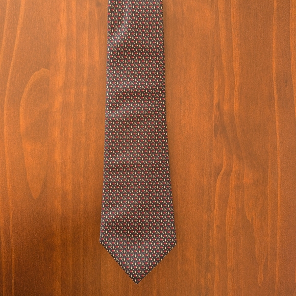 Christian Dior Navy and Red Geometric Silk Men's Tie